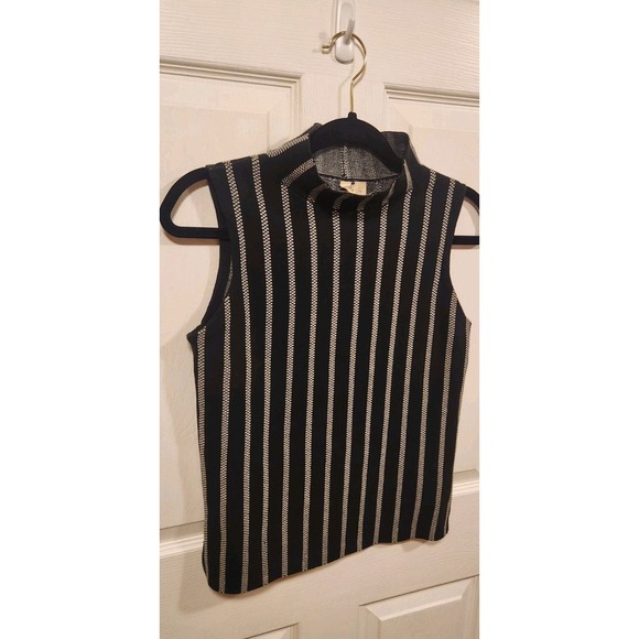 Moth by Anthropologie Ribbed Sleeveless Mock Neck Stripped Top Women's XS - Picture 2 of 9